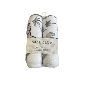 Buba Baby 2 Hooded Towels Elephant/Palm Tree Themed For Toddlers